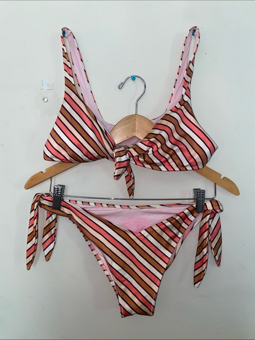 Victoria Secret Pink and Brown Tie Bikini Set